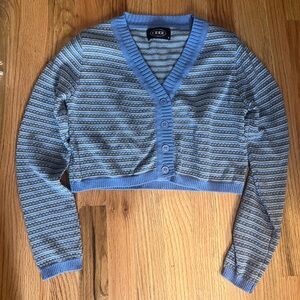 Cute Cider Cropped Cardigan Adult Small Blue